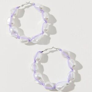 Urban Outfitters Keely Pearl Oversized Hoop Earrings w Purple Threading
